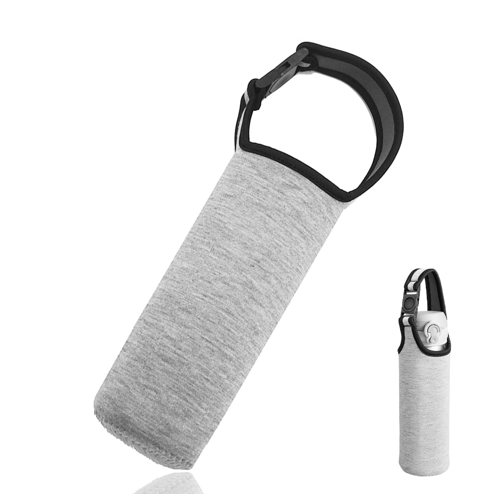 WsKingWA Neoprene Water Bottle Carrier Pouch for Outdoor Hiking Travel Drink Carrying 17.5 x 6.6cm (Drey)