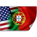 Sticker (Decal) with Flag of Portugal and USA (Portuguese)