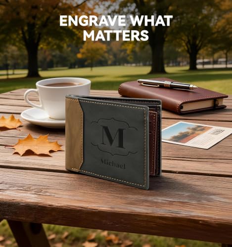 TPone Personalized Engraved Wallet for Men, Custom Text Bifold Wallet