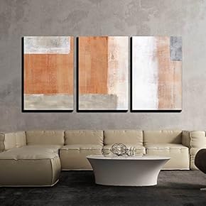 3 Piece Canvas Wall Art - Grey and Brown Abstract Art Painting - Modern Home Art Stretched and Framed Ready to Hang - 16"x24"x3 Panels