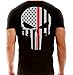 Thin Red Line Skull T-Shirt - 100% Cotton - Firefighters (XL, Black)