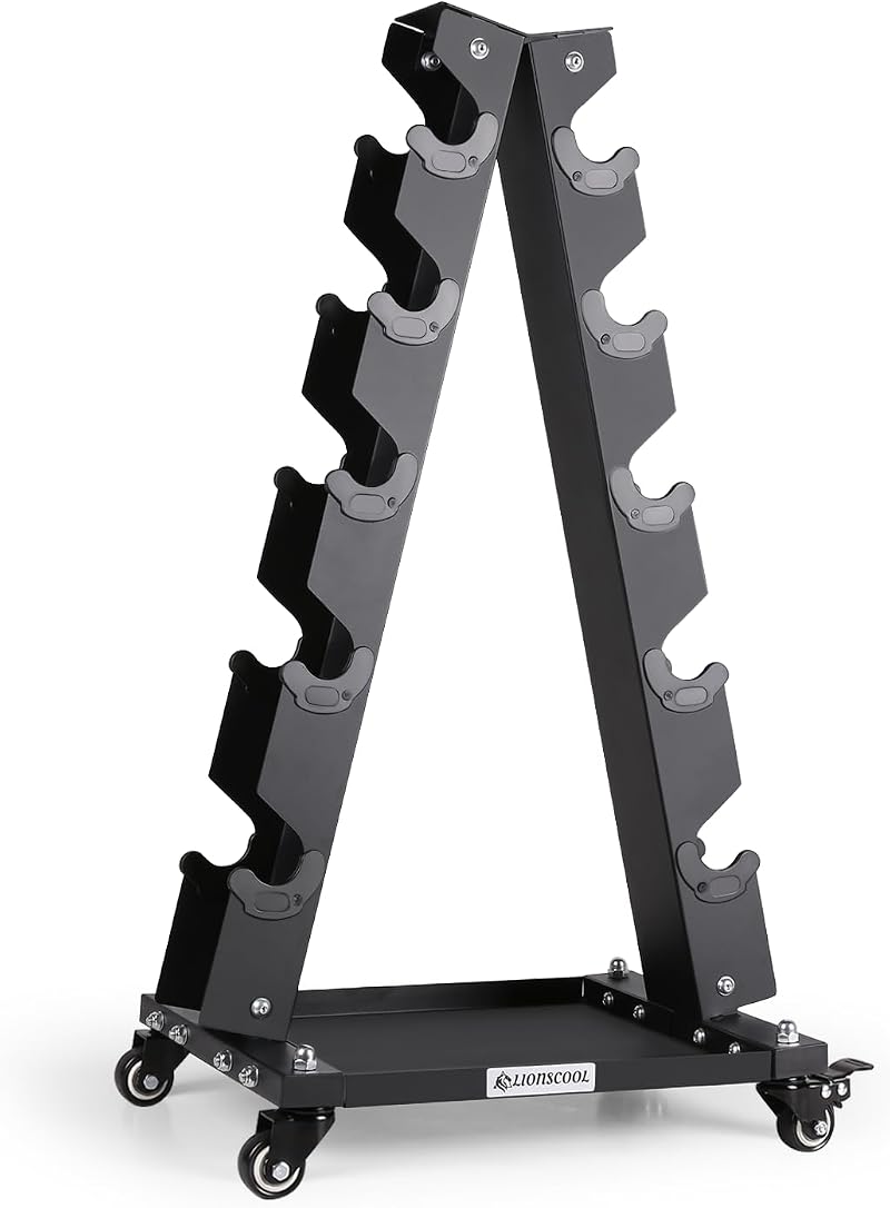 LIONSCOOL Dumbbell Rack Stand 5-Tier A-Frame Heavy Duty 136KG Load