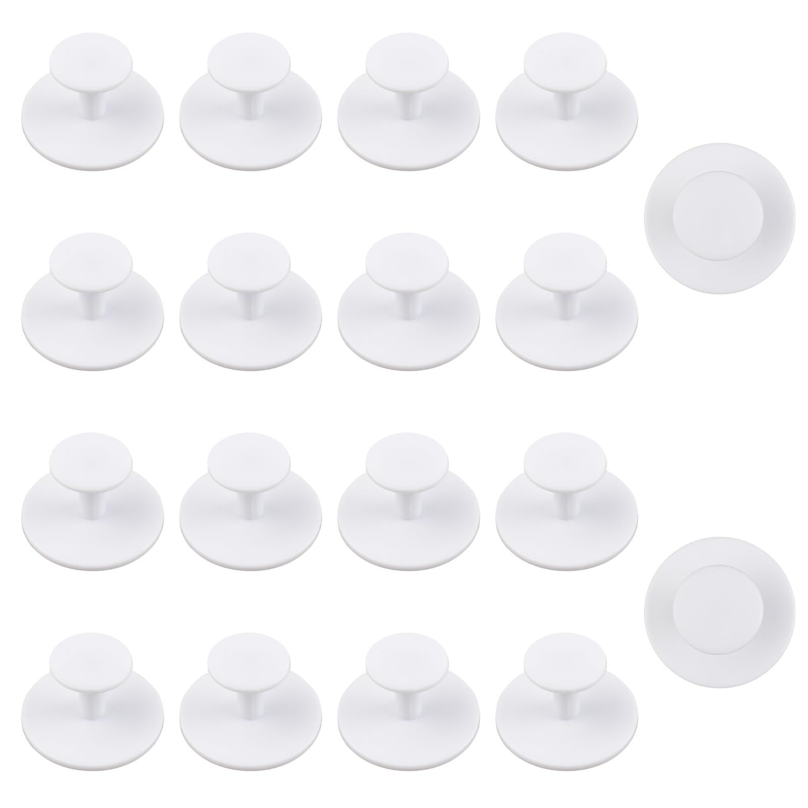 MOROBOR Self-Stick Drawer Knobs Pull Handle, 20pcs Plastic Handles Cabinet Knobs Auxiliary Pulls for Wardrobes, Cabinets, Drawers (White)