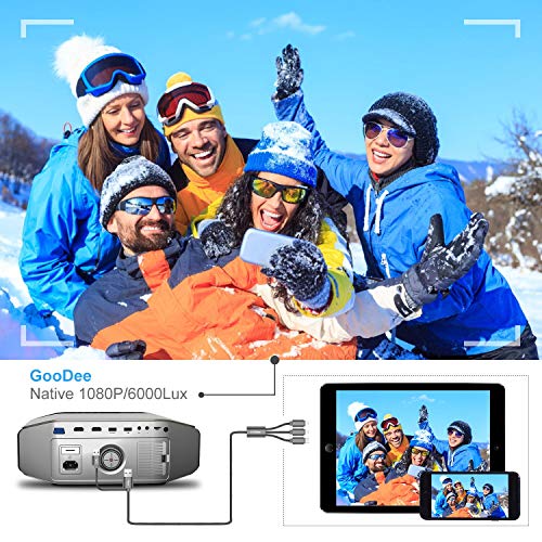 Native 1080p Projector - GooDee YG620 Newest LED Video Projector/ 6000Lux/ 300" Display/ Contrast 7000: 1/ Compatible with Firetv, HDMI, VGA, USB, Laptop and Smart Phone for Powerpoint Presentation - Thumbnail 4