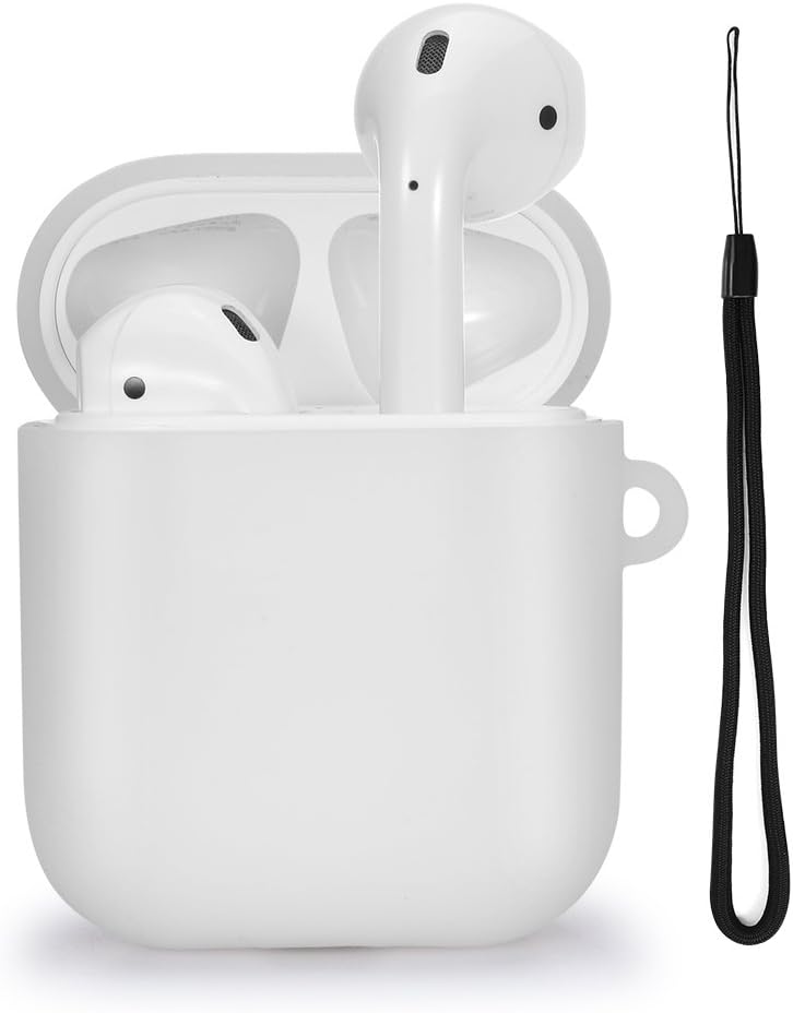 TomRich T330 Silicone AirPods Strap Case [BLACK] - [Cushion Protection] [Hassle Free][Added Lanyard] - for Apple AirPods Case - Clear