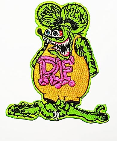 R.f. Rat Fink Big Daddy Hot Rod Logo Tab Patch Sew Iron on Embroidered Applique Sign Jackt T Shirt Ideal for Gift/ 7.5cm(w) X 8.5cm(h)