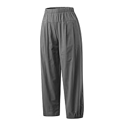 SMIDOW Linen Capri Pants for Women Plus Size