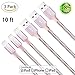 Aonear 3Pack 10FT Extra Long Nylon Braided Cord (Rose Gold)