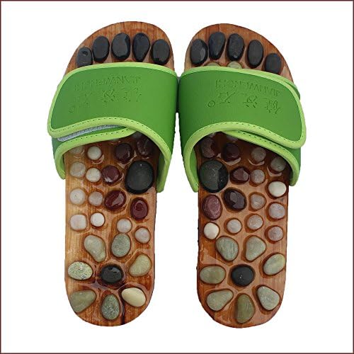 Reflexology Massage Shoes Acupressure Massage Non-Slip Sandals Natural Stone Acupuncture Acupoint Foot Massage Slippers for Men Women
