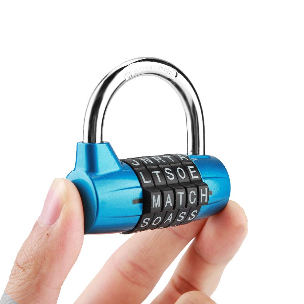 5 Digit Combination Padlock 5 Letter Word Lock Security Password Code Lock for School Gym Locker, Toolbox, Cabinet, Suitcase, 6.5 x 5. 7X 4.cm(Blue)