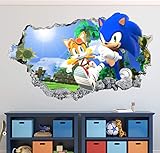 Sonic The Hedgehog Wall Decals Art Decor 3D Smashed Sticker Kids Mural Poster Gift Custom HA23 (22