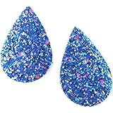 EleganceWithFlair 24 Pieces of PreCut Dark Blue Glitter DIY Making Kit Single Sided Fabric Teardrop Shape Pieces