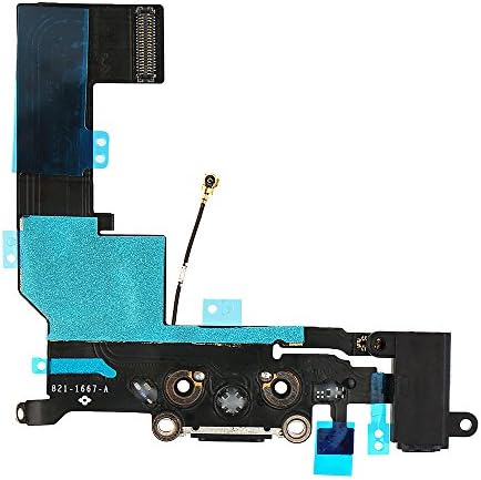 FirefixTM Charging Port Dock Connector Flex Cable + Microphone + Headphone Audio Jack Replacement Part for iPhone 5S…