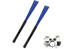 Drum Brushes, Granmagazz 1 Pair Nylon Brushes Retractable Loop End for Drum Sticks, Retractable Drum Brush Sticks Drum Brushe