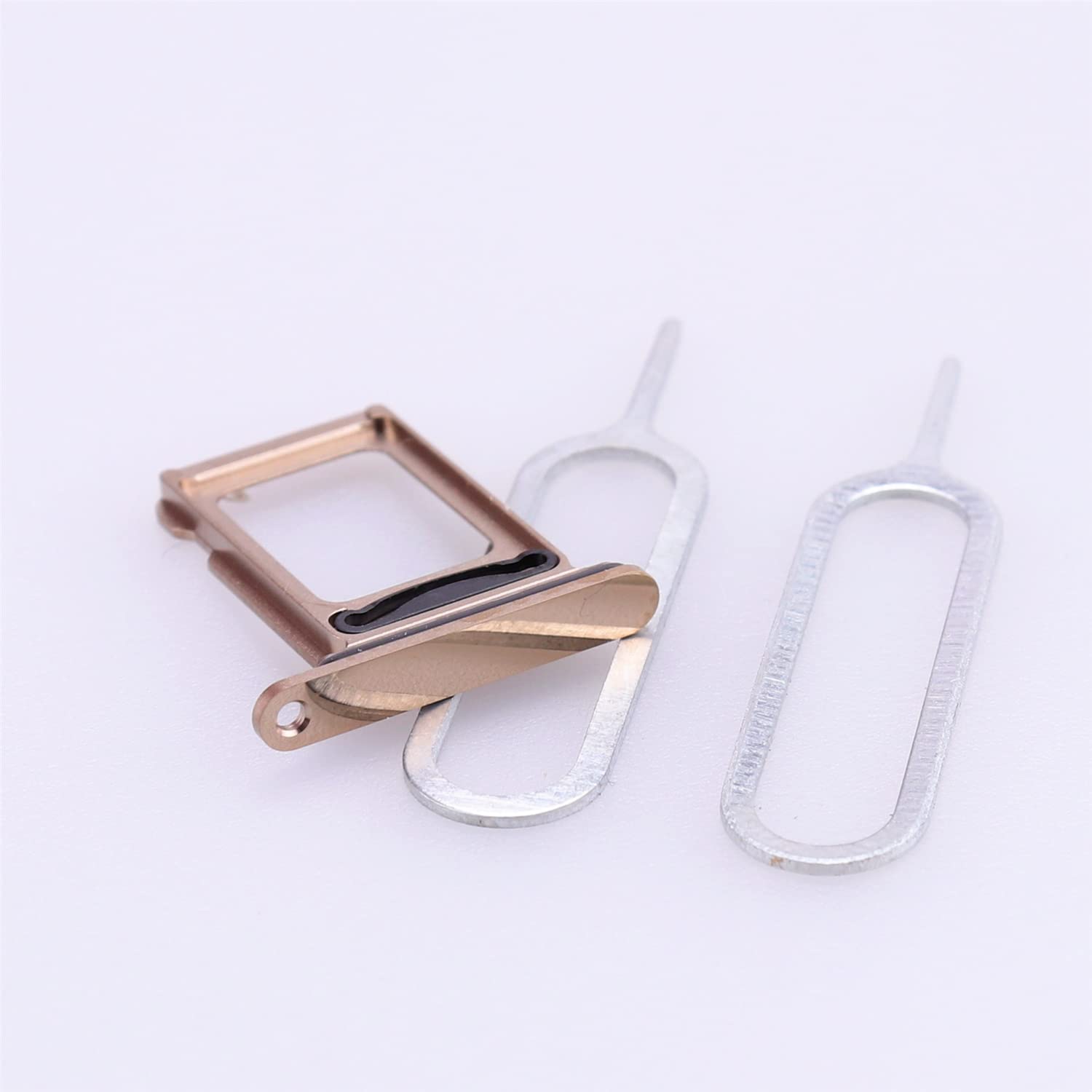 For iPhone 13/13 Pro Max SIM Card Tray Slot Holder Replacement, (Dual Card Version) with Waterproof Rubber Seal Ring + SIM Card Tray Open Eject Pin Gold