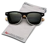 Bamboo Wood Polarized Sunglasses Retro Fashion Semi Rimless Style Frame