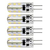 Kakanuo G4 LED Bulb 10-18V AC/DC Warm White 3000K 2 Watt Bi-pin Base 24x3014SMD LED Corn Bulb Non-dimmable (Pack of 4)