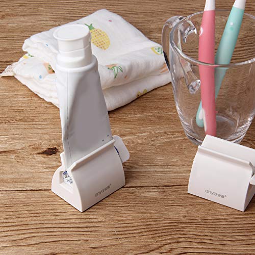 Rolling Tube Toothpaste Squeezer Toothpaste Seat Holder Stand for Bathroom Accessories-2pcs (White)