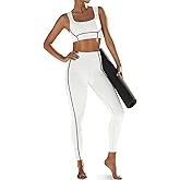 Aoysky Womens Buttery Soft 2 Piece Workout Sets Sports Bras and High Waisted Leggings with Pockets Athletic Gym Outfits