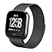 hooroor Compatible Bands Replacement for Fitbit Versa Smart Watch Women Men Small Large, Milanese Loop Stainless Steel Metal Sport Bracelet Strap Magnet Lock Wristbands Silver Black Rose Gold Lavender