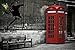 GREAT ART Wallpaper Red Telephone Booth - Wall Decoration London England Love Poster Banski Mural Art (82.7 Inch x 55 Inch)