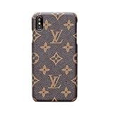 iPhone Xs Max Case Elegant Luxury PU Leather Monogram Pattern Classic Style Cover Case for Apple iPhone Xs Max (Large Logo)