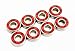 SCSK8 ABEC 9 Bearings Skateboard Longboard Spinner Red Silver 1 Set of (8)
