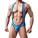 YUFEIDA Men's Jockstrap Leotard Underwear Jumpsuits Wrestling Singlet Bodysuit(Blue L)