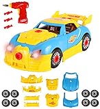Build Your Own Take Apart Car With Toy Power Drill, Lights and Sounds - More Than 30 Pieces – Fix, Remodel, Drive and Play Racing Car or Convertible - by ToyThrill