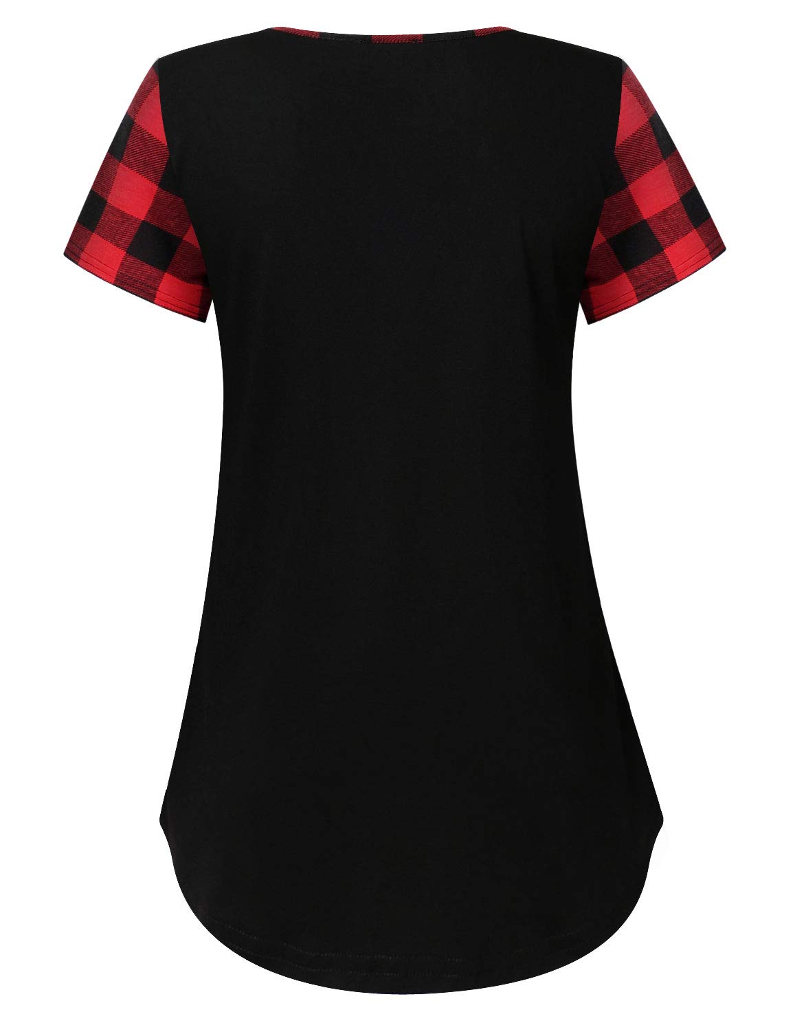 Marbetia Cotton Polyester No-Button Women Blouses Short Sleeve Plaid Print Loose Raglan Street Wear Chiffon Dress XX-Large Black Oversize