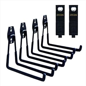 Garage Hooks, 4 Pack Wall Mount Storage Hanger with 2 Extension Cord Holder Organizer, Heavy-Duty 7.5 inch Long Hooks…