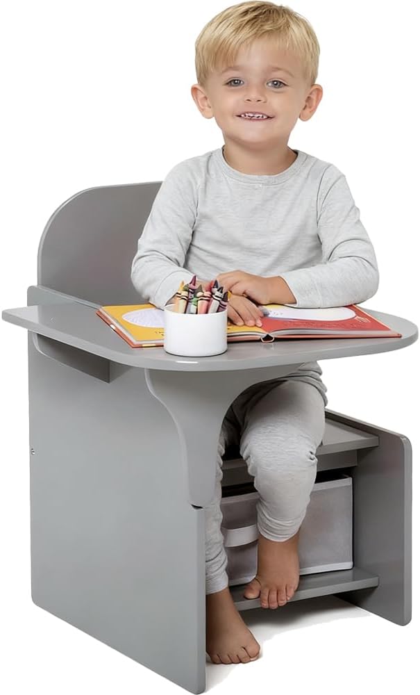 Rainbow Tree Kids Table and Chairs Set 2 in 1 with Storage Grey