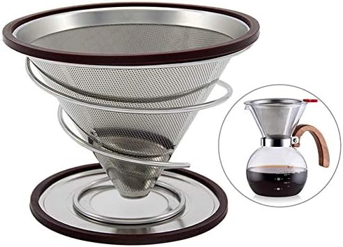 CactusAngui Coffee Filter Stainless Steel Cone Dripper Double Layer Mesh Filter Holder Coffee Making Tool