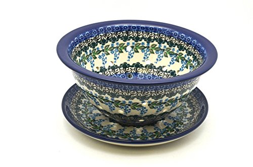 Click Here to See More Images Polish Pottery Berry Bowl with Saucer - Wisteria