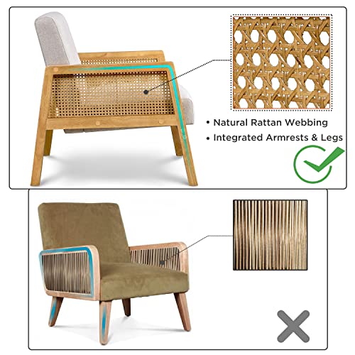 Yaheetech Rattan Accent Chair, Armchair With Wood Armrest And Wood Legs ...
