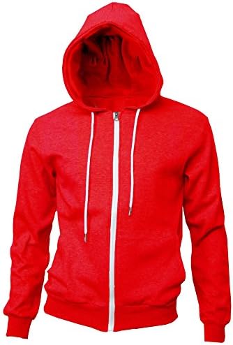 MAJECLO Women's Workwear Lightweight Zip-Up Hoodies Cellphone Zipper Hidden Pocket( medium, red