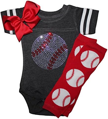 FanGarb Rhinestone Baby Girls Baseball Charcol Black Team Color Sport Outfit (18 Month, Prime Charcol Black)