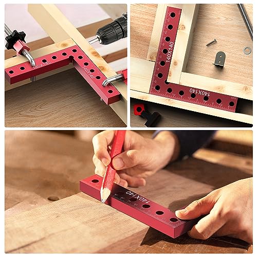 Housolution Right Angle Clamp 14 x 14 cm 4 Pieces | Woodworking Clamps, Aluminium Alloy, Woodworking Tools, Positioning Squad