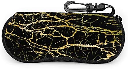 Gold Black Marble Glasses Case Unisex Hard Shell Eyeglasses Cases Protective Case For All Glasses Ultra Light Neoprene Zipper Eyeglass Box With Belt Clip And Key Chain