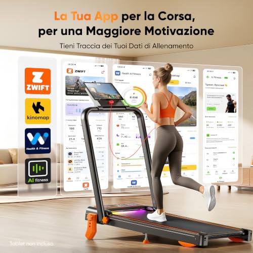 GIDGIMO 2 in 1 Folding Electric Treadmill with 15% Tilt, Walking Pad with Handle, Up to 12 km/h, Silent Motor, LED Display and Remote Control for Home and Office