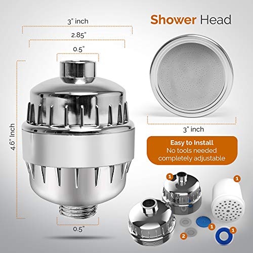 Wozone High Pressure Shower Head and 15 Stage Filter Combo, Shower