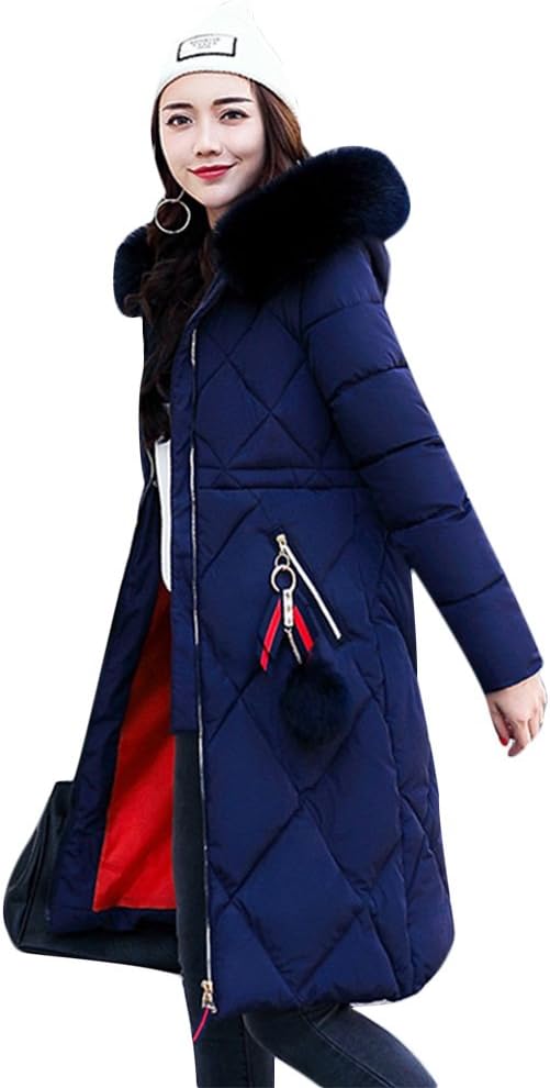 Gamery Women Winter Long Parkas Coat Jackets with Faux Fur Hood Plus Size