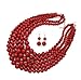 Fashion 21 Women's Five Multi-Strand Simulated Pearl Statement Necklace and Earrings Set (Red)