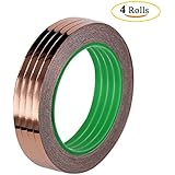 Benail 4 Rolls Copper Foil Tape with Conductive Adhesive (1/4inch X 21.8yards) for EMI Shielding, Slug Repellent, Art Work, Soldering, Paper Circuits, Electrical Repairs, Grounding