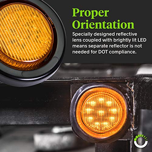 4pc 2" Amber Round Trailer LED Clearance Marker Lights [DOT FMVSS 108