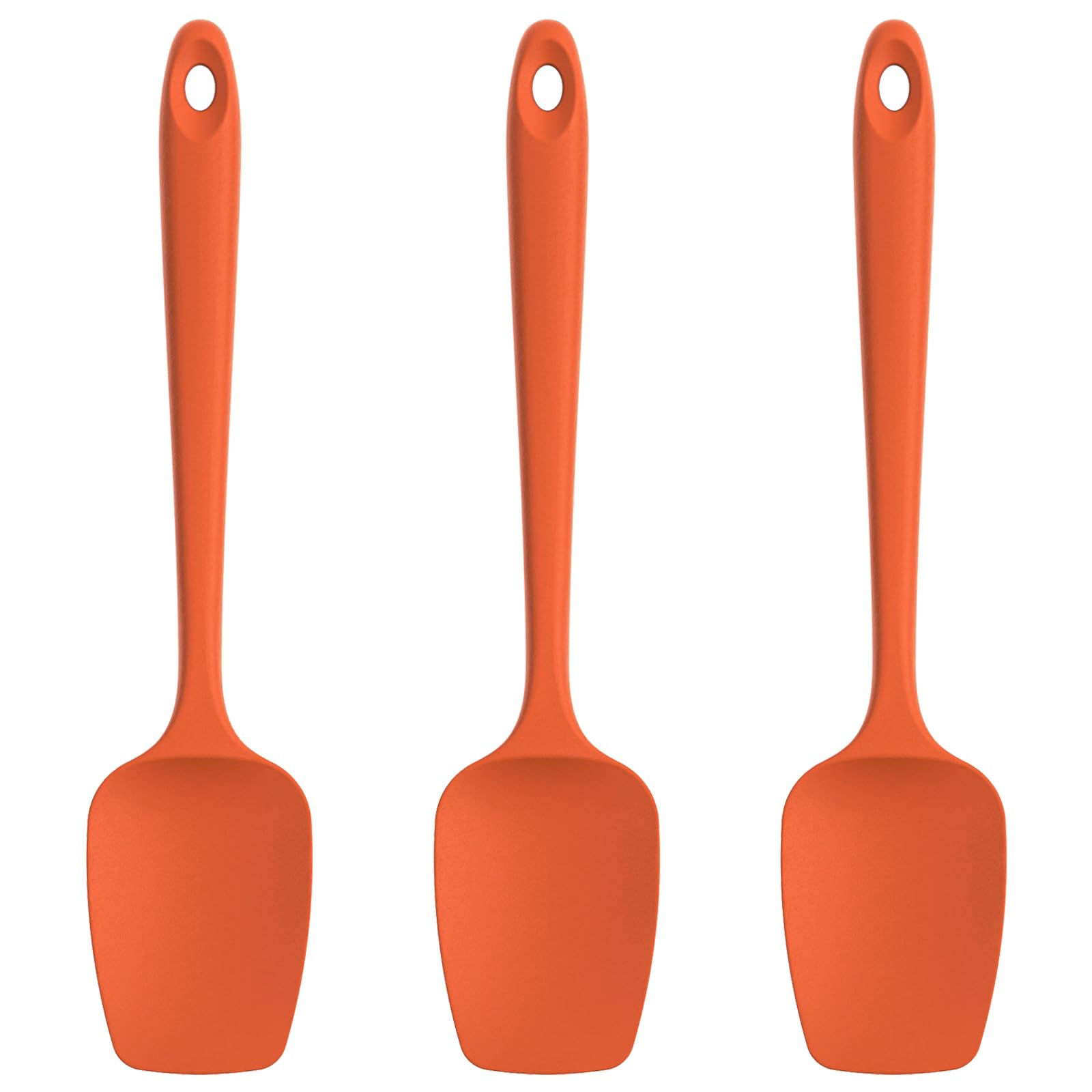 U-Taste Silicone Spoon Spatula Set of 3: 315 ℃ Heat-Resistant Food Grade Flexible Rubber Scraper, Cooking Baking Scraping Mixing Kitchen Utensils for Non Stick Pan/Wok (Orange)