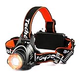 Headlamp Flashlight Techole Bright Headlight - 2000 Lumens Waterproof and Rechargeable Head Lamp Up to 500ft Range with 3 Modes Red Light Adjustable Strap, LED Headlamps for Camping, Hiking, Running