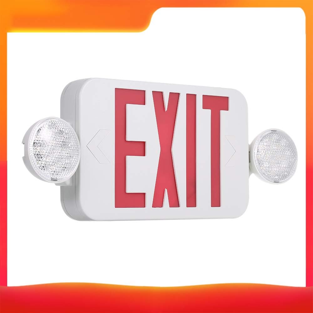 Led Exit Sign Leds Combo Emergency Light With Adjustable Two Head