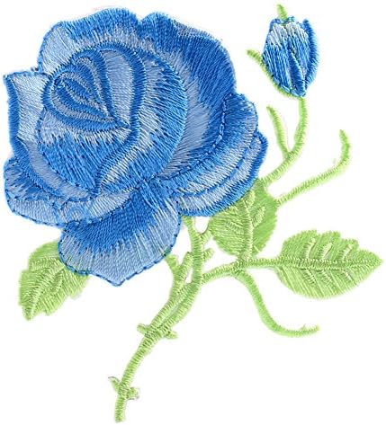 MEXUD Rose Flower Iron-On Embroidered Patch Applique Motif For Garment Decoration Craft (1#)