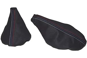 The Tuning-Shop Ltd For Bmw E30 1982-1991 Shift & E Brake Boot Black Alcantara Mpower Stitching